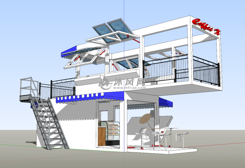 集裝箱咖啡屋建筑模型設(shè)計(jì) 工業(yè)美學(xué)與休閑空間的融合創(chuàng)新